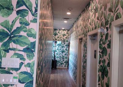 Finish-First-hallway-papered